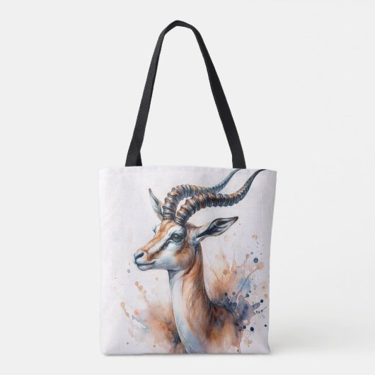 Gazelle Head Waterverf Art Tote Bag (Achterkant)