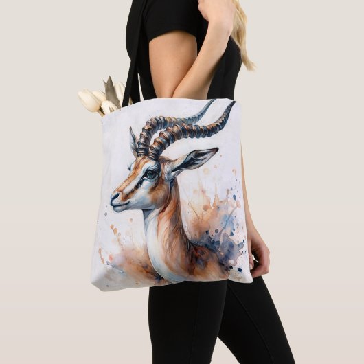 Gazelle Head Waterverf Art Tote Bag (Dichtbij)