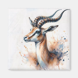 Gazelle Head Waterverf Portret Magneet