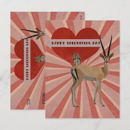 GAZELLE & OWL VALENTINE'S Ansichtkaart Feestdagenkaart (Voorkant / Achterkant)