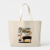 gazelle piano grote tote bag (Achterkant)