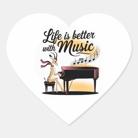 gazelle piano hart sticker (Voorkant)