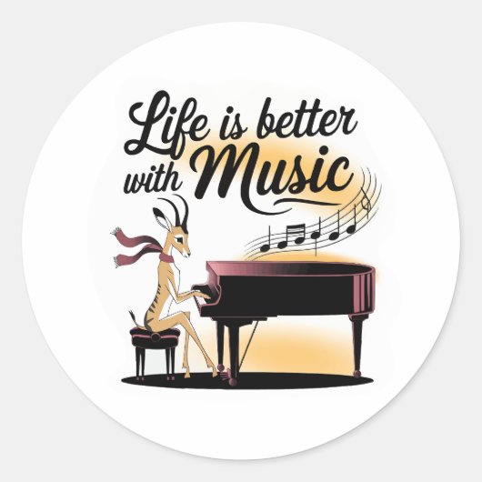 gazelle piano ronde sticker (Voorkant)