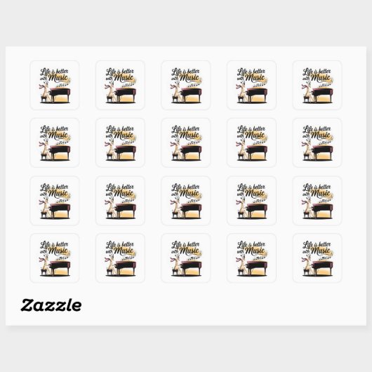 gazelle piano vierkante sticker (Vel)