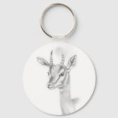 Gazelle Studie in pencil Basisring Button Sleutelhanger (Voorkant)