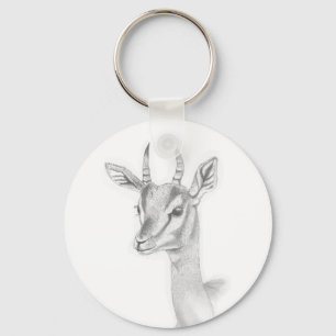 Gazelle Studie in pencil Basisring Button Sleutelhanger
