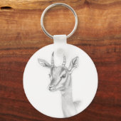 Gazelle Studie in pencil Basisring Button Sleutelhanger (Voorkant)