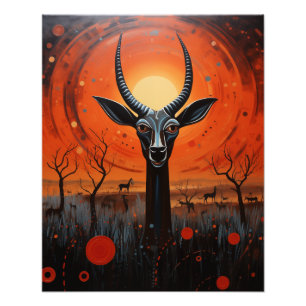 Gazelle - Twee zonnen in de zonsondergang Foto Afdruk