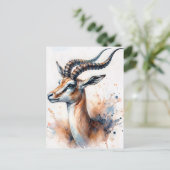 Gazelle Waterverf Portret Briefkaart (Staand voorkant)