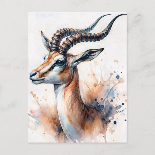 Gazelle Waterverf Portret Briefkaart (Voorkant)