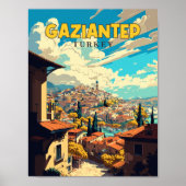 Gaziantep Turkije vintage reisillustratie Poster (Voorkant)