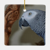 Gazing Congo African Gray Parrot Keramisch Ornament (Achterkant)