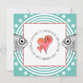 Gazing Fish Saint Exupery Quote Valentine Aqua Feestdagenkaart