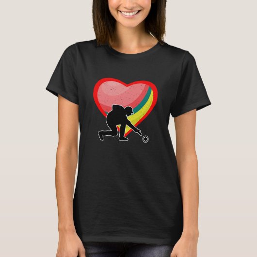 Gazon Bowling Hart Sport Liefde Anti Valentijnsdag T-shirt (Voorkant)