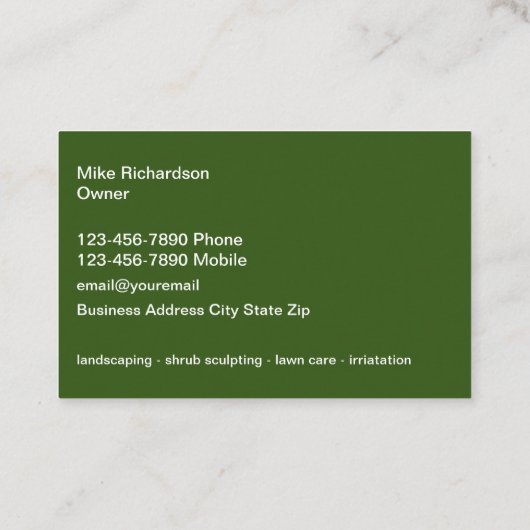 Gazon en landschapsarchitectuur unieke Visitekaart Visitekaartje (Achterkant)