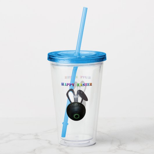 gazon kom paashaas, acryl drinkbeker (Achterkant)