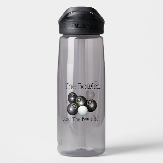 gazon kommen de bowlen en de mooie, waterfles (Achterkant)