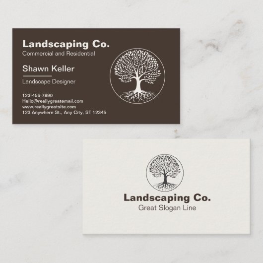 Gazon & Landscaping Bruin/Cream Visitekaartje (Voorkant / Achterkant)