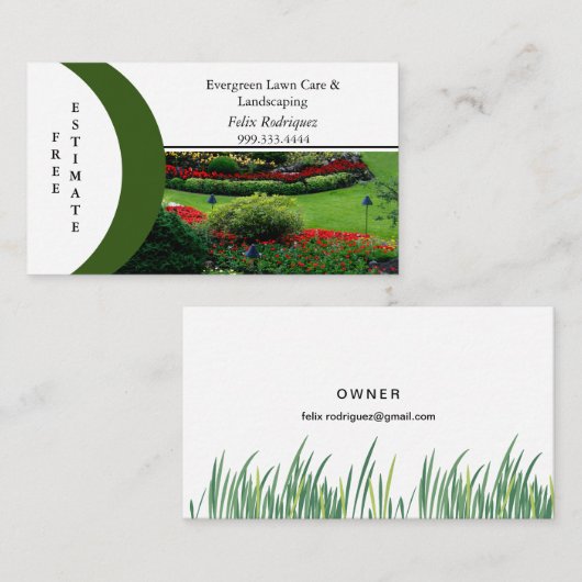 Gazonfoto naam op Front Landscaping Visitekaartje (Voorkant / Achterkant)
