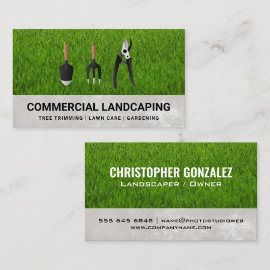 gazongras | tuingereedschap visitekaartje (Voorkant / Achterkant)