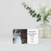 Gazonmaaier brandstofsysteem reparatie visitekaartje (Staand voorkant)