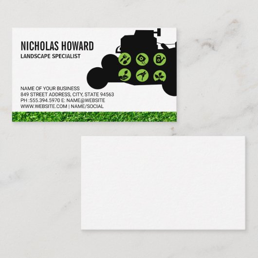 Gazonmaaier Grass Tuingereedschap Visitekaartje (Voorkant / Achterkant)