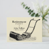  gazonmaaier pensioen party uitnodiging (Staand voorkant)