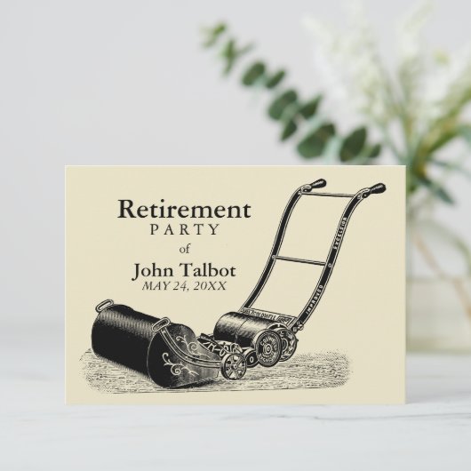  gazonmaaier pensioen party uitnodiging (Staand voorkant)