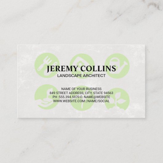 Gazonmaaier Snijdt Gras | Landschap | Struiken Visitekaartje (Achterkant)