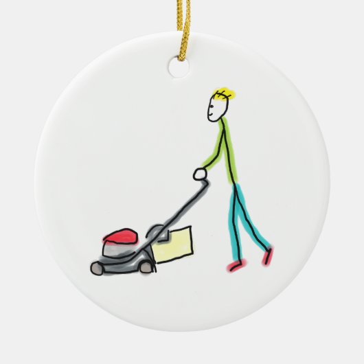 Gazonmaaier Stickman Keramisch Ornament (Voorkant)