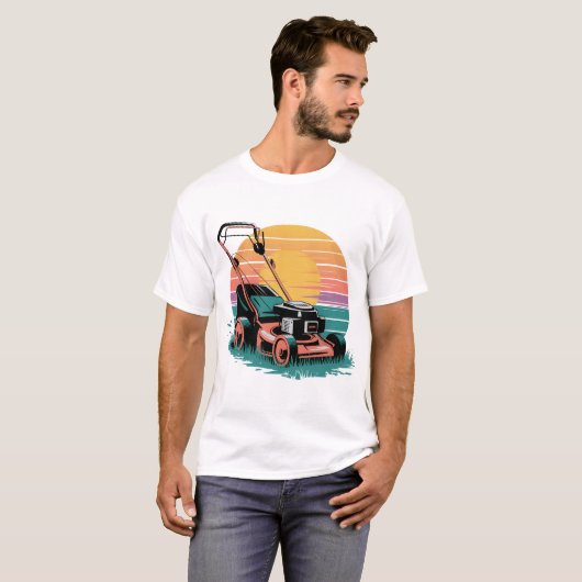 gazonmaaier zonsondergang t-shirt (Voorkant volledig)