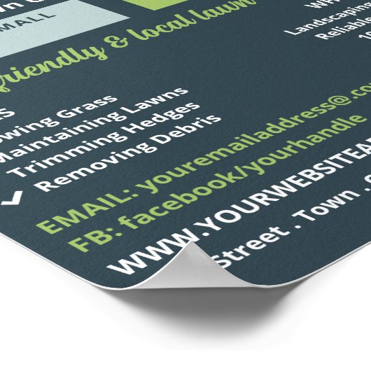 Gazonmaaiwerk, diensten voor gazonverzorging poster (Hoek)