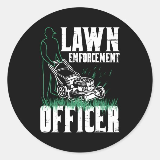 Gazonmaaiwerk Trimmer Arbeider Gardener Landschap Ronde Sticker (Voorkant)