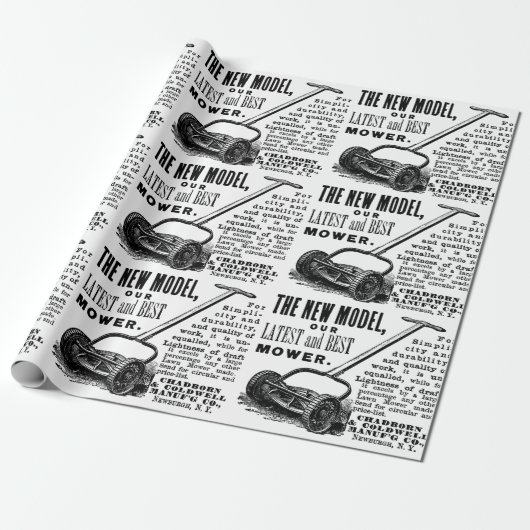  gazonmoweradvertentie cadeaupapier (Uitgerold)