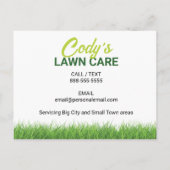 Gazononderhoud en grasmaaionderhoud briefkaart (Achterkant)