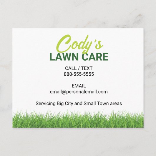 Gazononderhoud en grasmaaionderhoud briefkaart (Achterkant)