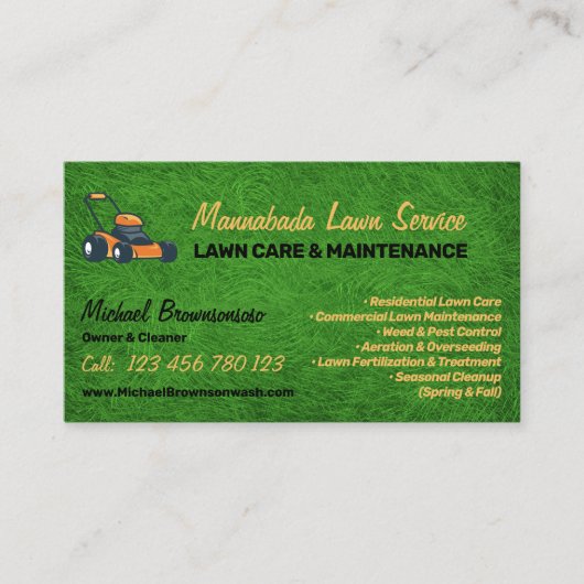 Gazononderhoud Landscaping Maaigras Visitekaartje (Voorkant)