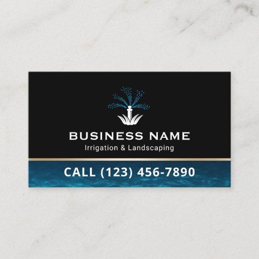 Gazononderhoud Sprinkler Logo Irrigatie & Landscap Visitekaartje (Voorkant)