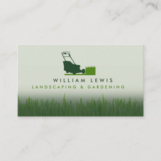 Gazonverzorging Eenvoudig landschap maaien QR-code Visitekaartje (Voorkant)