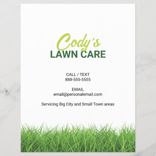 Gazonverzorging en gras snijden onderhoud flyer (Achterkant)