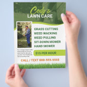 Gazonverzorging en gras snijden onderhoud flyer (Hand)