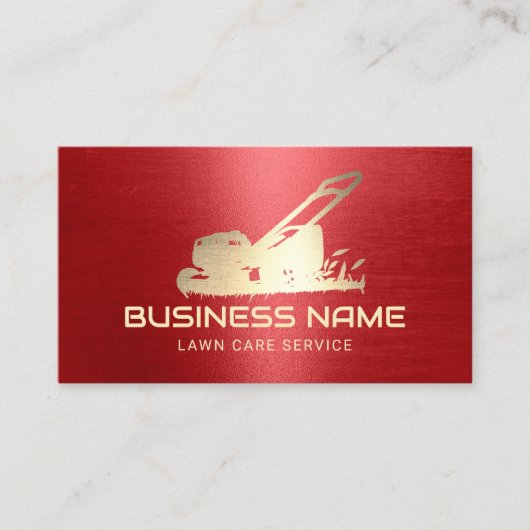 Gazonverzorging & Landscaping Gold Mower Logo Red Visitekaartje (Voorkant)