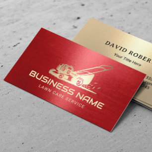 Gazonverzorging & Landscaping Gold Mower Logo Red Visitekaartje