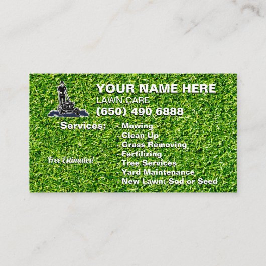 Gazonverzorging Landscaping maaien gras snijden tr Visitekaartje (Voorkant)
