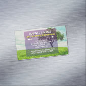 Gazonverzorging & Landscaping, Mowing Grass Tree S Magnetisch Visitekaartje (Voorbeeld)