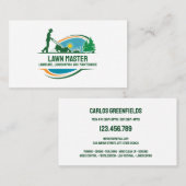 Gazonverzorging Landscaping tuin Man met maaier Visitekaartje (Voorkant / Achterkant)