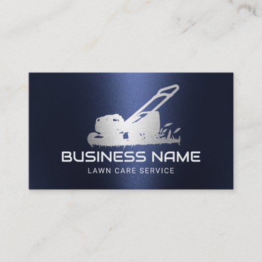 Gazonverzorging & Landscaping Zilveren Maaier Logo Visitekaartje (Voorkant)