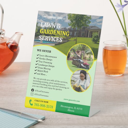 Gazonverzorging Tuinieren Diensten Pedestal Sign Reclamebord Met Voetstuk (Insitu)