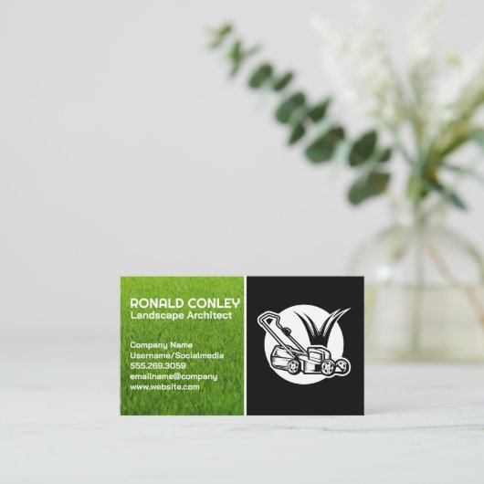 gazonverzorgingsdienst Logo | landschapsarchitectu Visitekaartje (Staand voorkant)