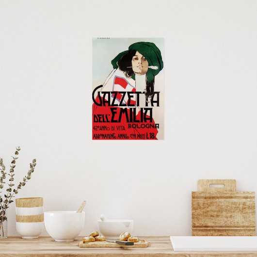 GAZZETTA DELL EMILIA Bologna van Marcelo Dudovitsj Poster (Keuken)